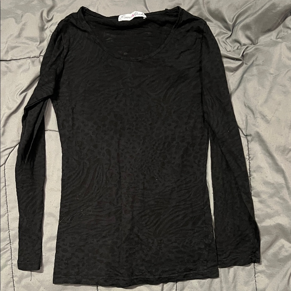 Elegant Black Animal Print Long Sleeve Blouse